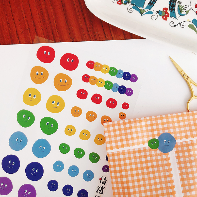 情绪博物馆彩色团子表情包手账日记分类标签礼物包装封口装饰贴纸