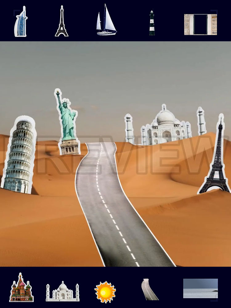 MOV动画 旅行度假地标建筑沙漠大海帆船灯塔飞机视频素材MG024