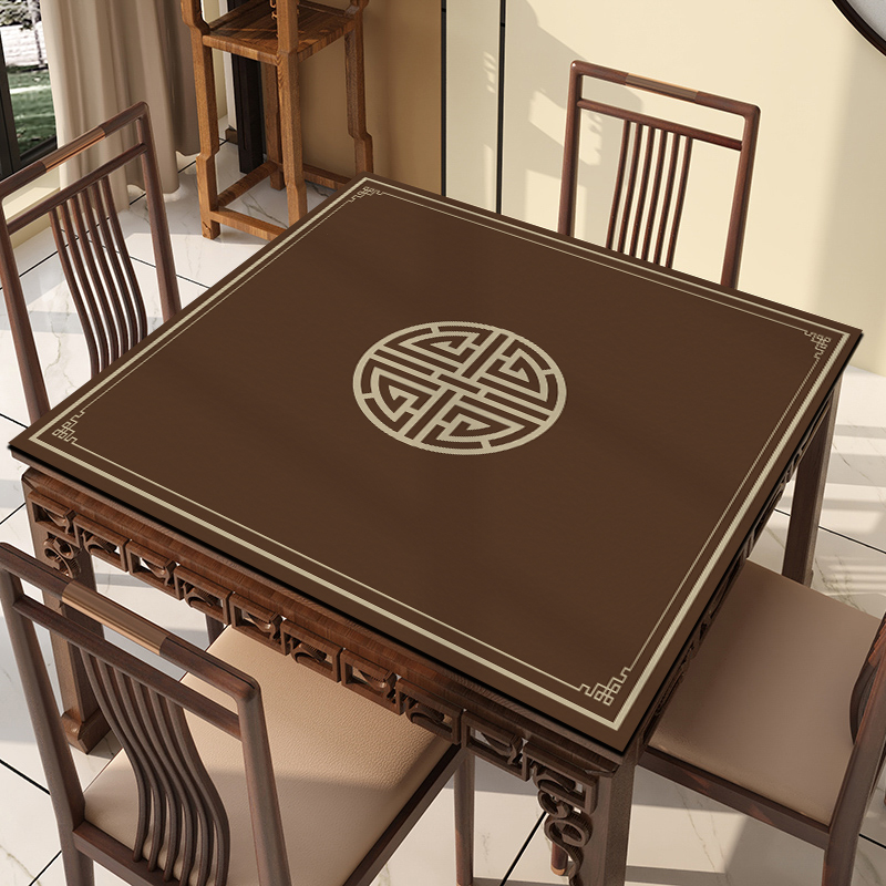 新中式正方形高端桌布防水防油免洗原木风老式四方八仙桌硅胶桌垫
