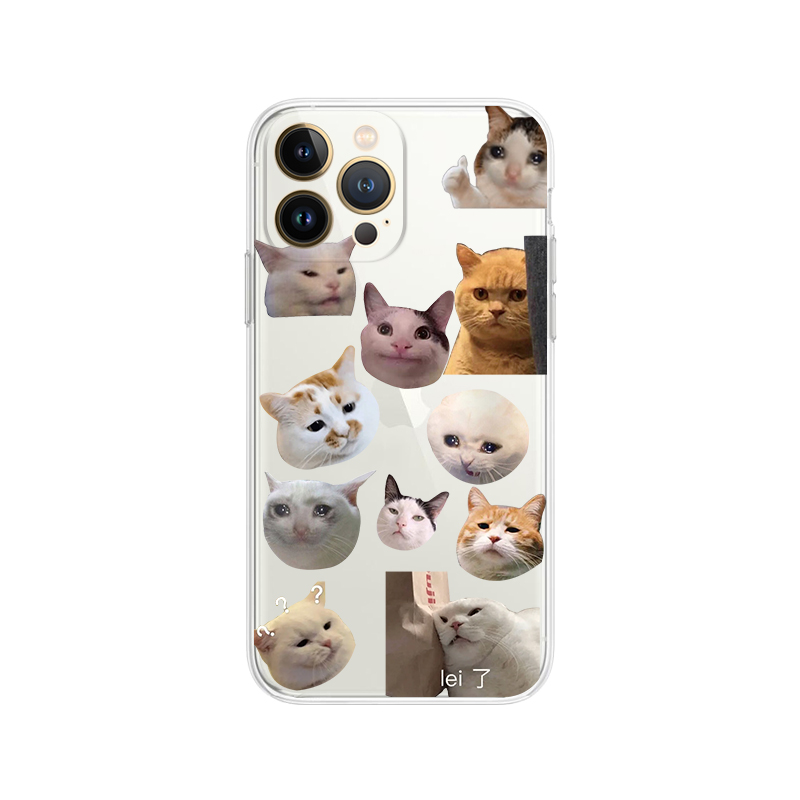 可爱搞笑悲伤猫表情包透明适用iPhone13苹果12ProMAX手机壳11/SE3