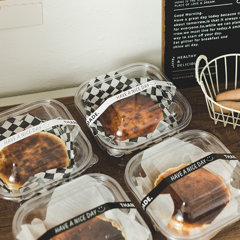 巴斯克包装盒透明四寸小水果蛋糕面包泡芙麻薯提拉米苏甜品打包盒