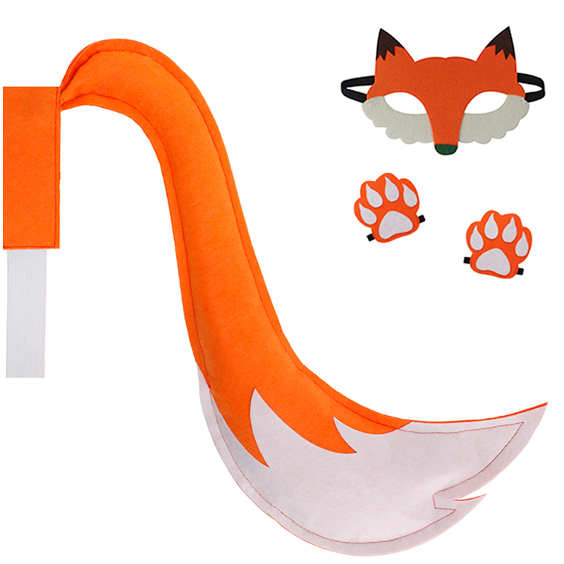 儿童节大灰狼狐狸尾巴面具爪子表演服饰道具卡通套装幼儿故事玩具