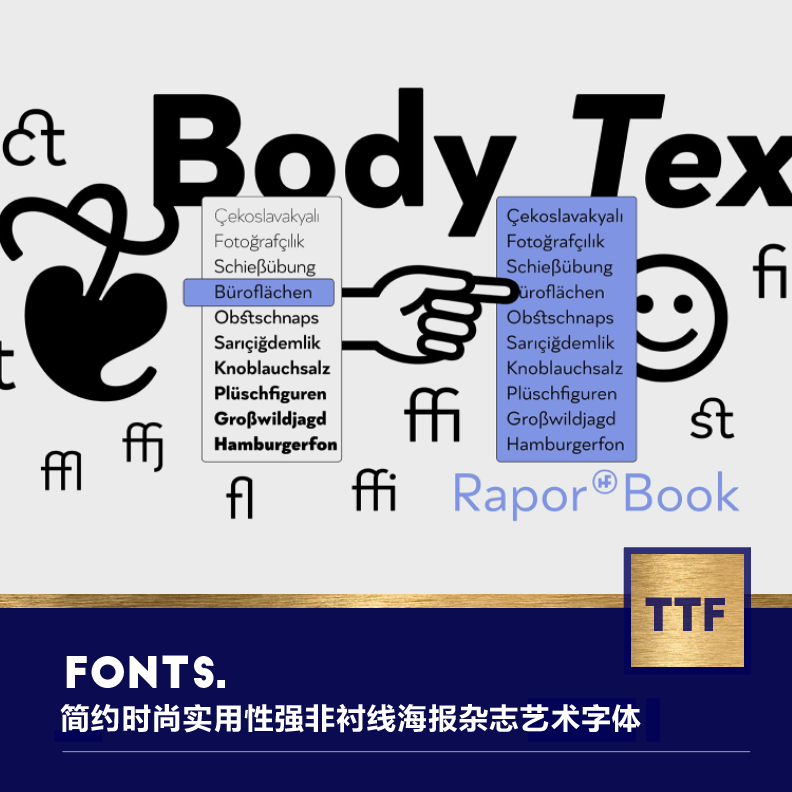 20个简约时尚实用性强非衬线海报杂志艺术字体font设计素材