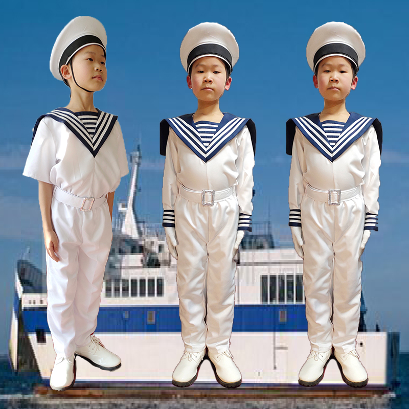 新款儿童小海军水手运动会男女童合唱服水兵表演服小小兵船员套装