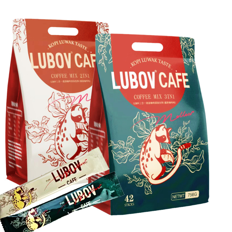 马来西亚进口LUBOV琉鲍菲炭烧猫屎味咖啡醇香三合一速溶咖啡袋装