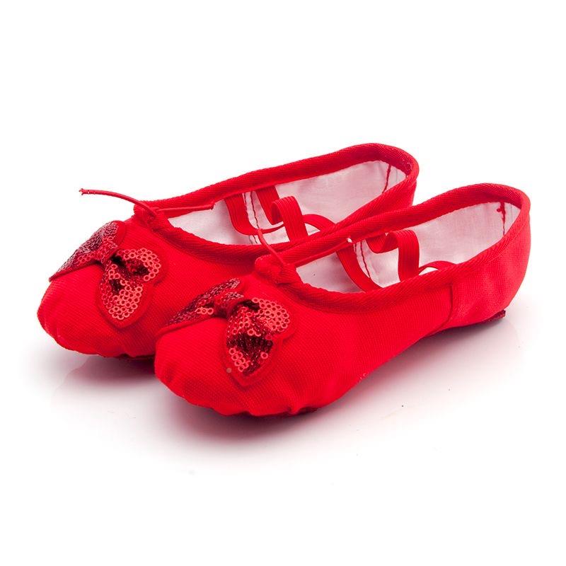 女红色舞蹈鞋练童儿童女孩跳舞功鞋软底形UTN8125体中国舞演出芭