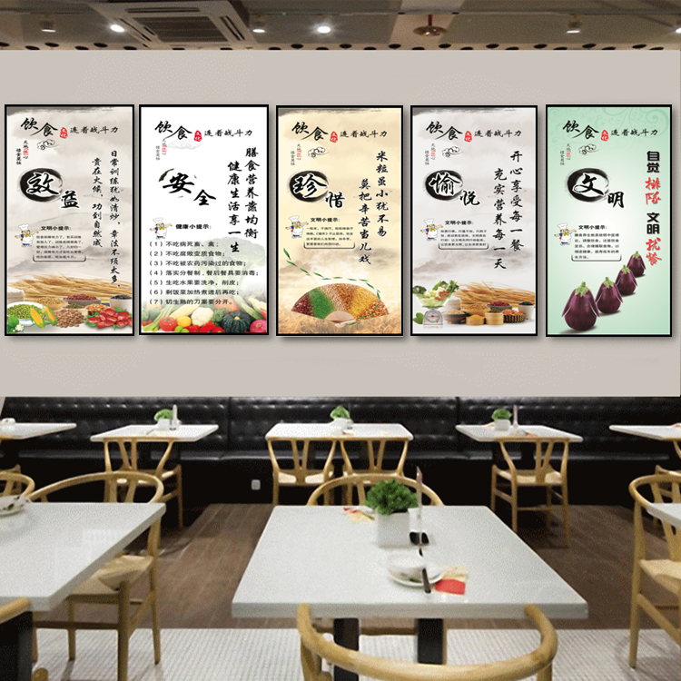军营饮食文化展板餐厅装饰画军旅主题部队食堂背景墙壁挂画　32款