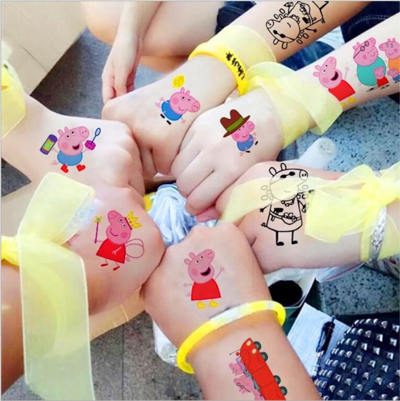 创意小猪纹身贴抖音同款社会人男女性花臂持久防水韩国可爱贴画