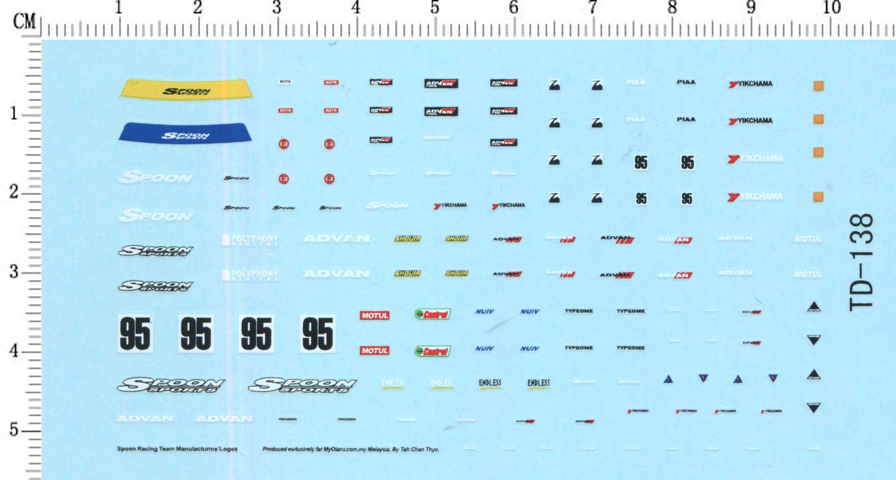 1：64  FAOL ADVAN 95号 多美卡小比例模型玩具车身标志水贴纸