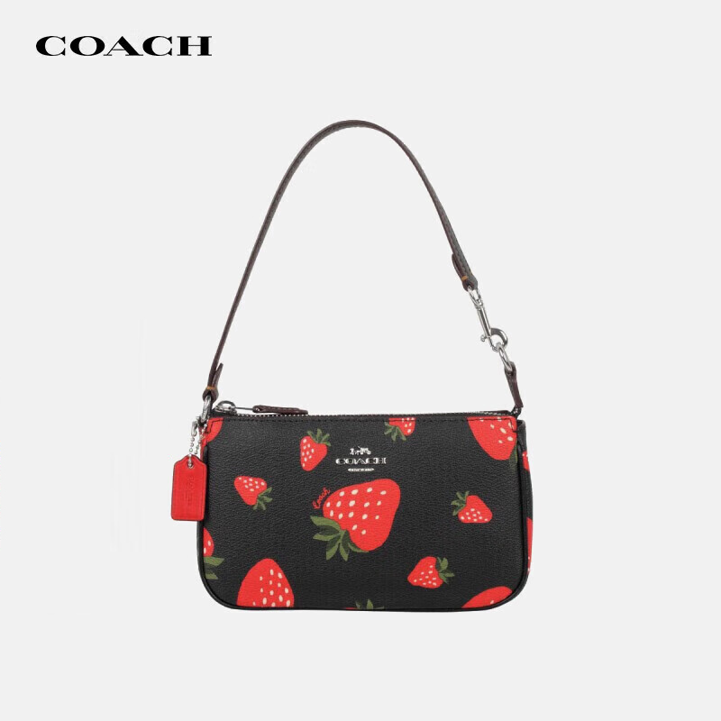 新款正品COACH蔻驰女包可爱草莓印花腋下包手提包迷你麻将包CH533