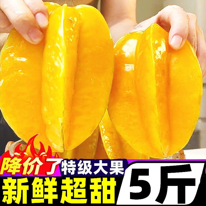 福建漳州甜杨桃新鲜5斤当季水果大果下河树上熟洋桃红阳桃整箱