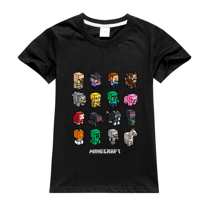 我的世界Minecraft史蒂夫头像夏季男童纯棉小孩儿童短袖男孩T恤