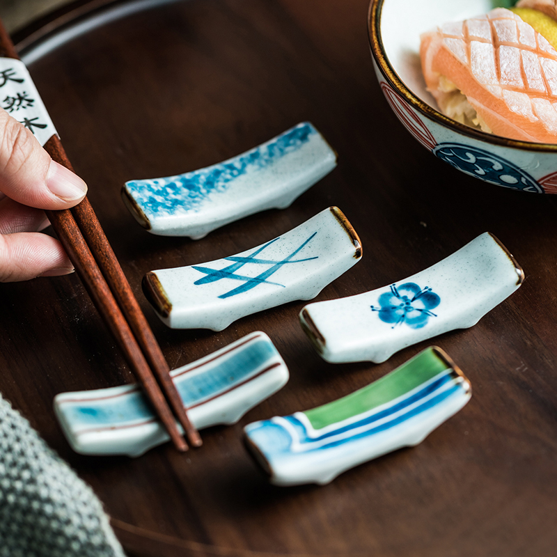 日式筷子架托陶瓷筷架筷托勺筷枕家用饭店餐具复古放筷子的架子托