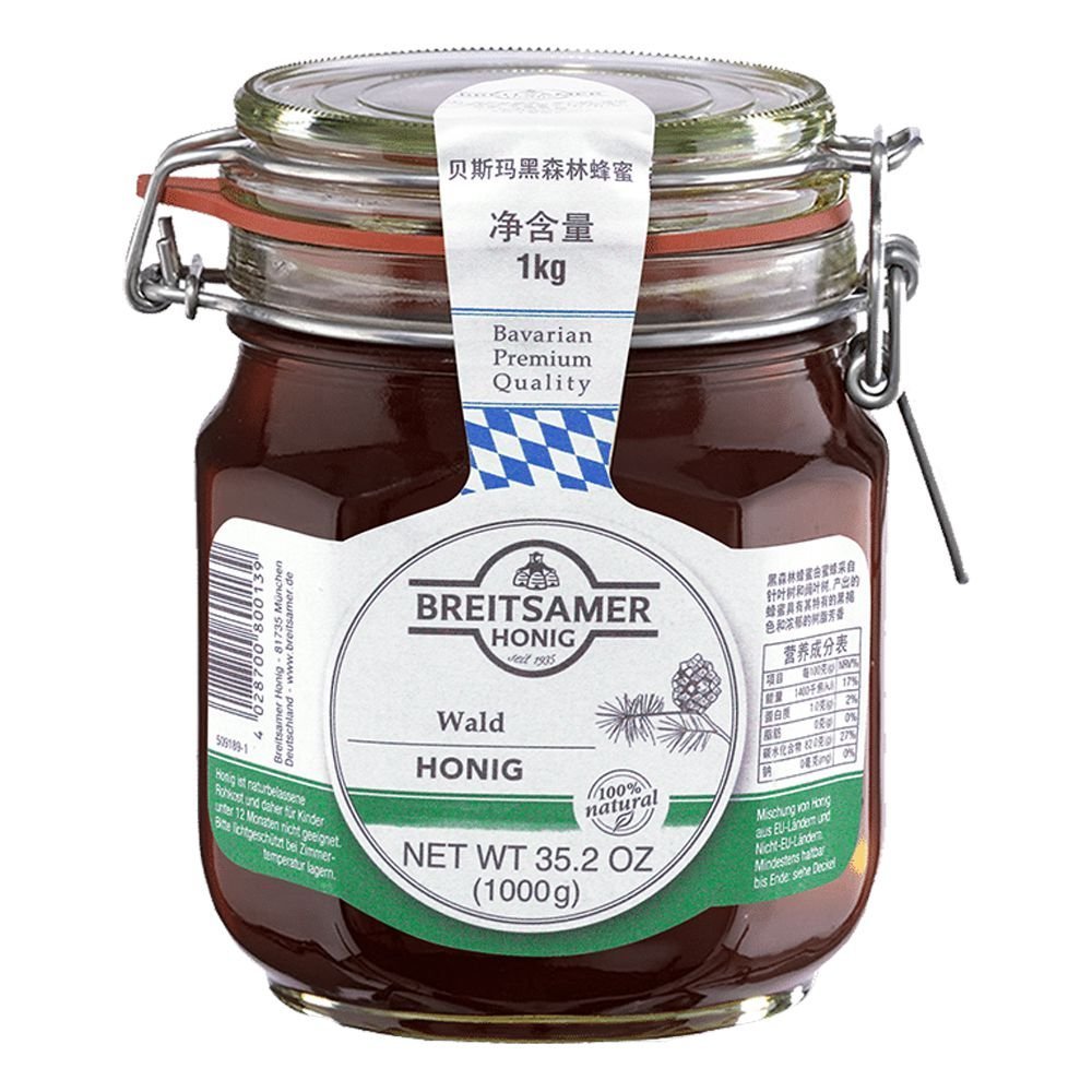 德国进口贝斯玛好纯蜂蜜黑森林原蜜松树自然成熟蜜源玻璃罐装1kg