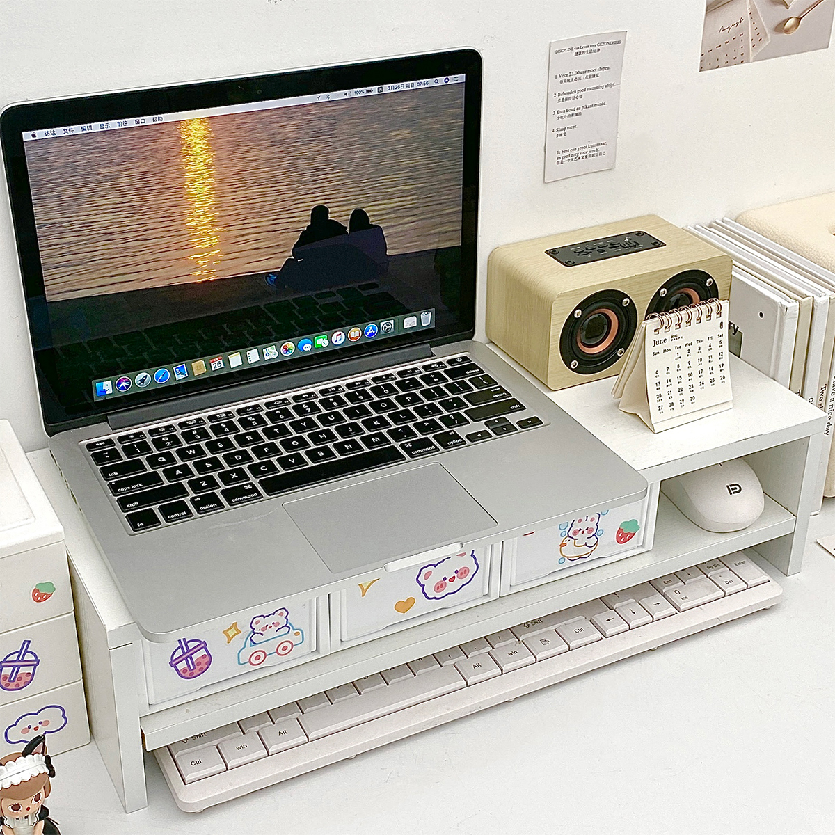 桌面笔记本电脑增高架书桌办公室台式收纳架宿舍显示器架子置物架