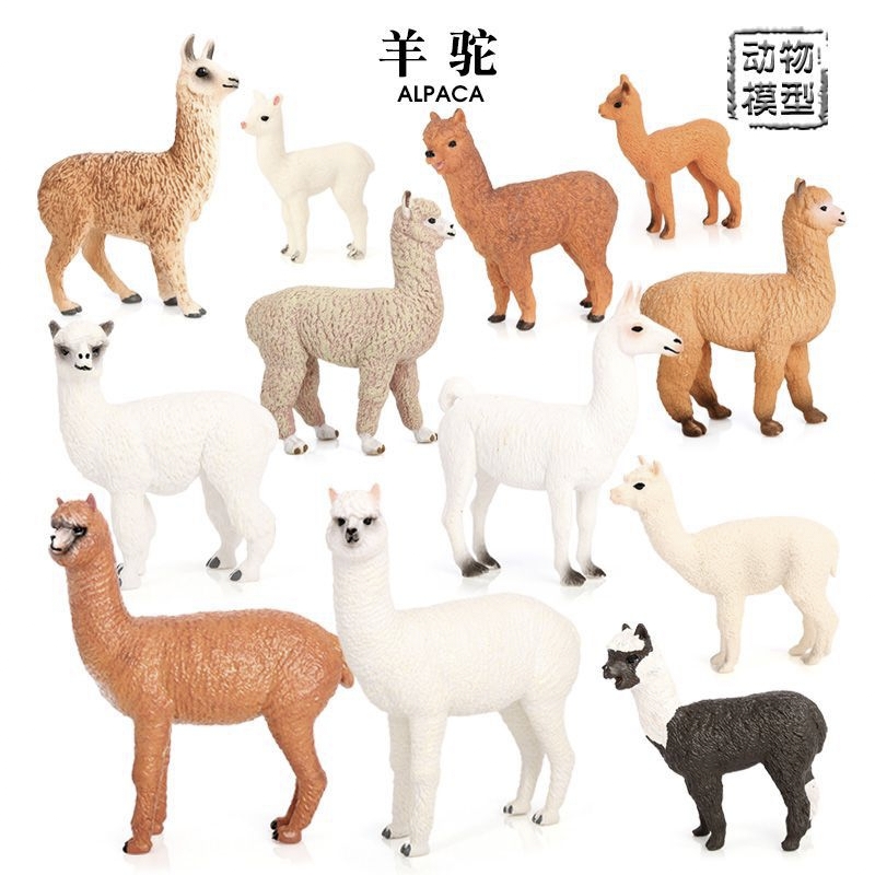 儿童仿真野生动物玩具模型塑胶科教认知摆件羊驼草泥马羊羔羚羊