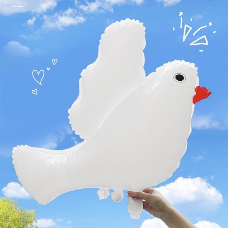 和平鸽铝膜气球白鸽子红嘴小白鸽太平鸽白色鸽子铝箔动物卡通