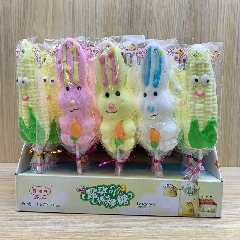兔子动物玉米棉花糖串串卡通可爱造型棒棒糖好看的送小孩糖果零食