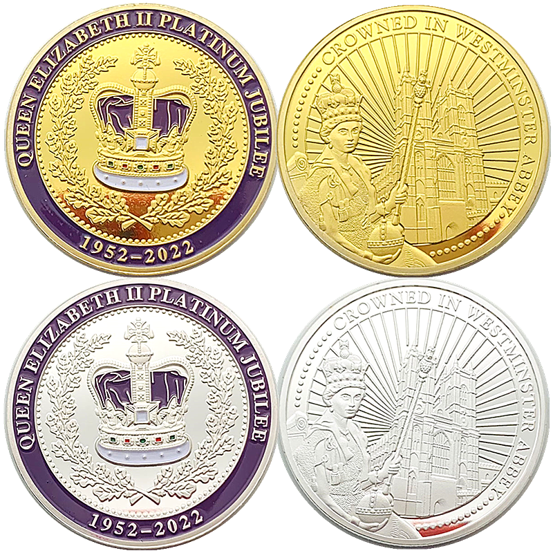 2022英国伊丽莎白二世皇冠女王镀金纪念章 摆件金币创意金币硬币
