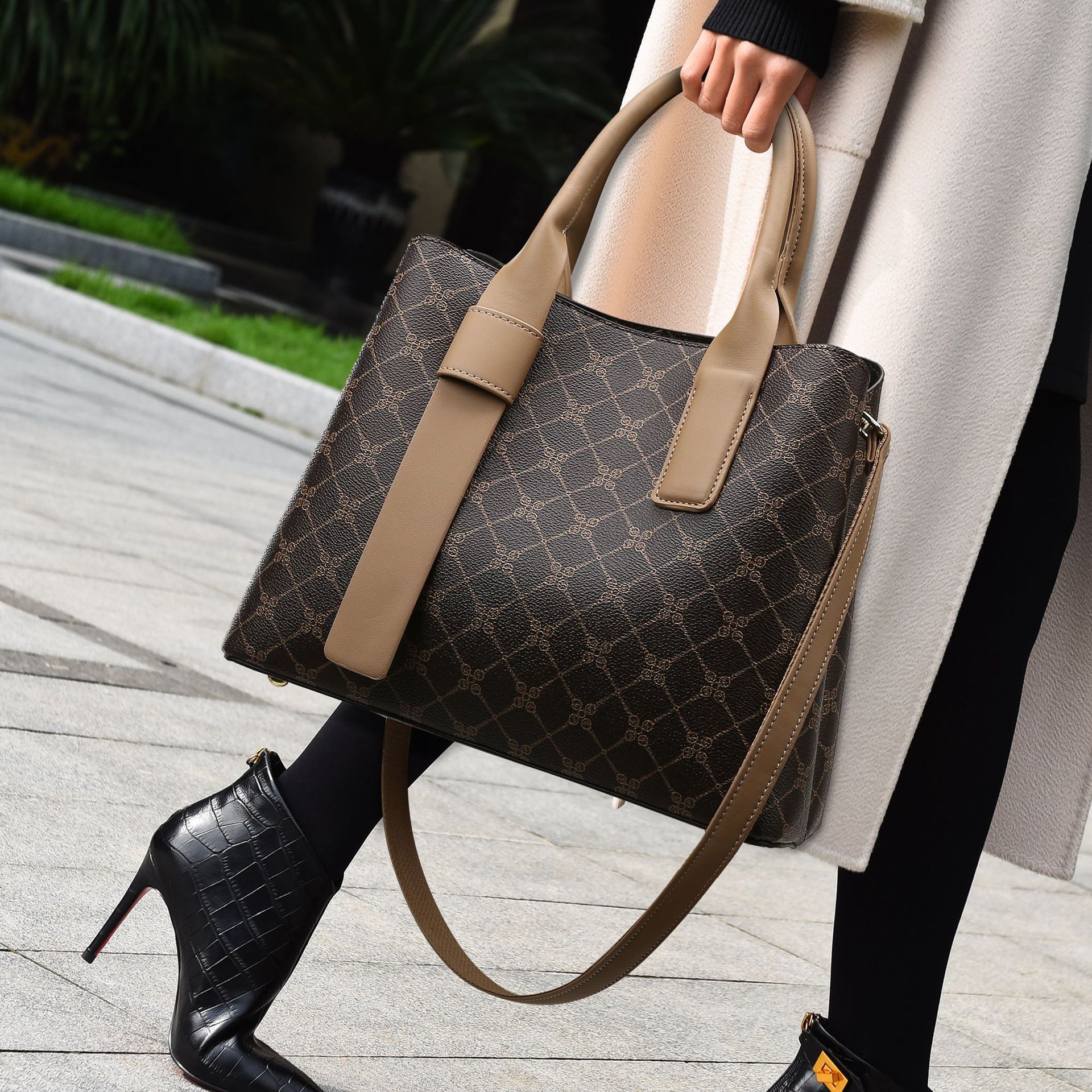LV:VS真皮女包香港轻奢品牌2023新款女士手提包中年妈妈大包包