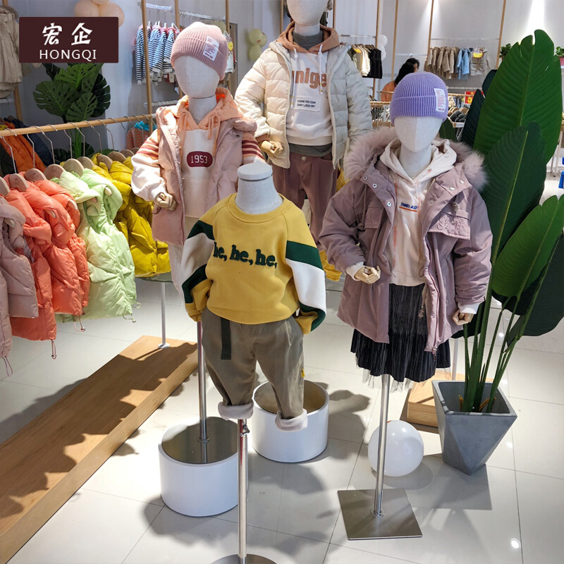 宏企儿童模特道具半身橱窗展示架全身男女童装店小孩带头服装模特