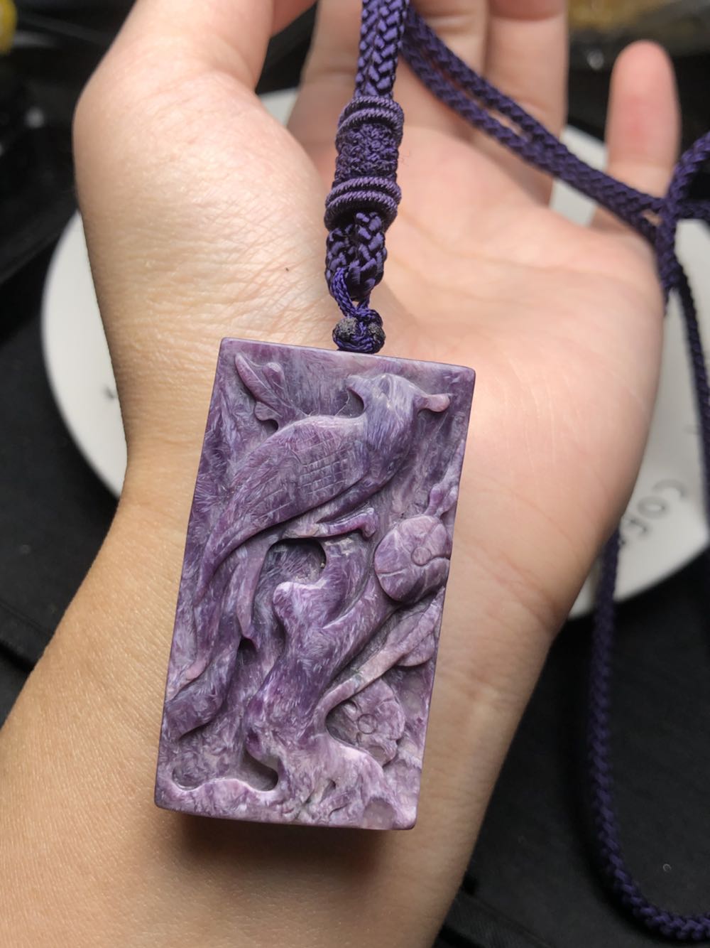 天然紫龙晶雕刻方牌吊坠 贵族紫色 颜色漂亮如图 特价包邮 ug