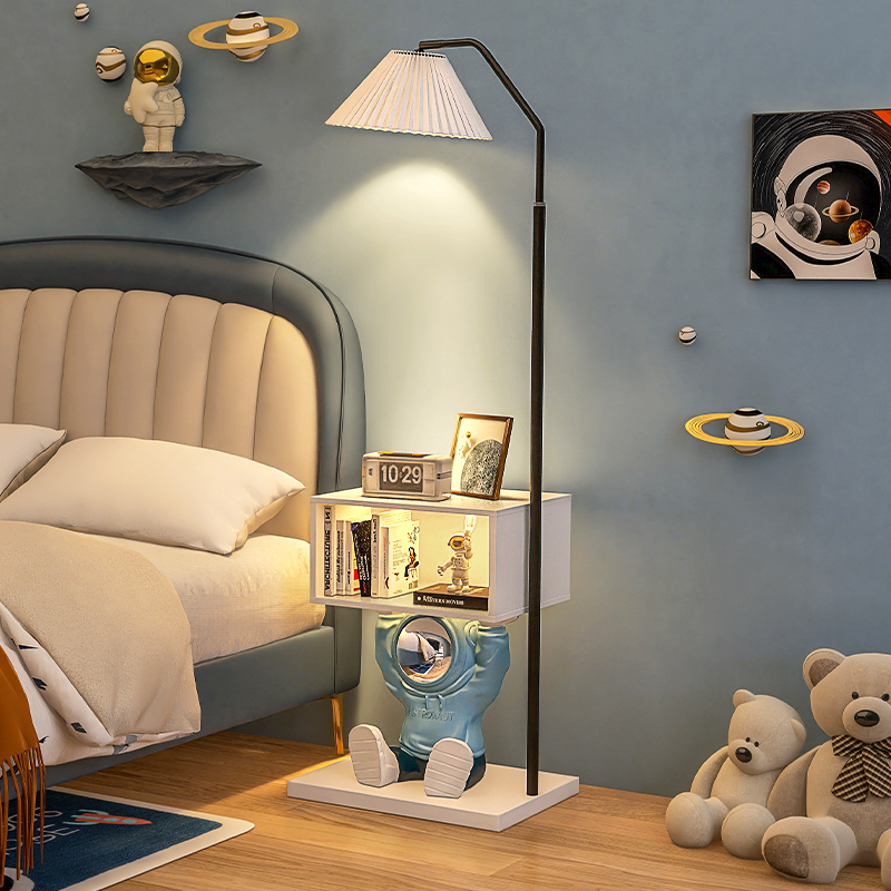 创意儿童床头柜家用卧室落地灯一体储物柜小型卡通男孩床头置物架