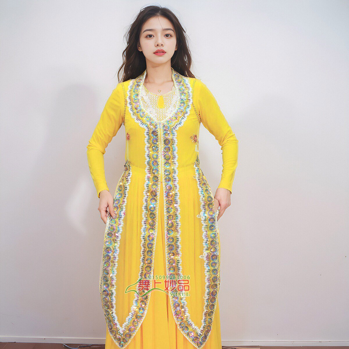 新疆维吾尔族民族表演舞蹈服饰春夏装女服装舞台服装女装长款马甲