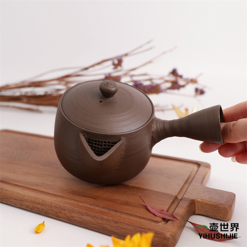 日本常滑烧急须 玉阳 茶色南蛮2 280ml 纯手工侧把日式紫砂陶茶壶