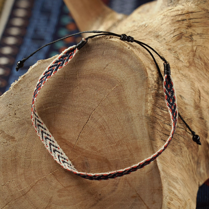 RONINMADE 传统织法手绳编织手链小众双色复古手工黑玛瑙情侣男女