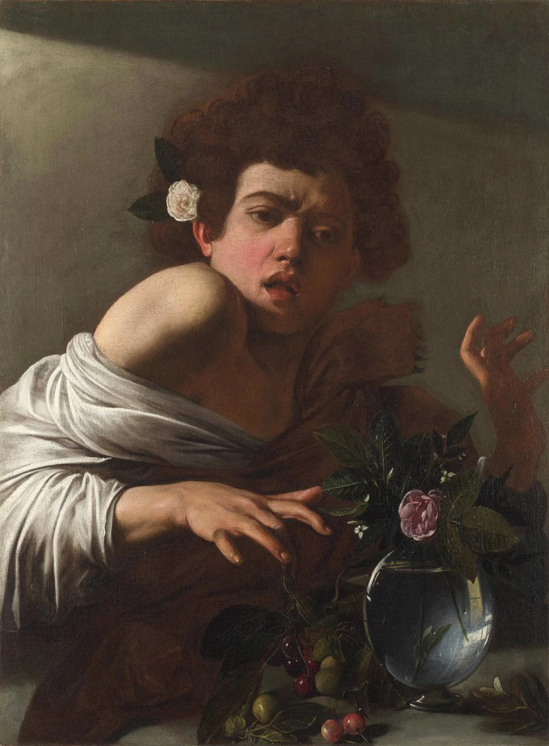 卡拉瓦乔被蜥蜴咬伤的男孩油画手绘临摹复刻装饰英国国家美术馆
