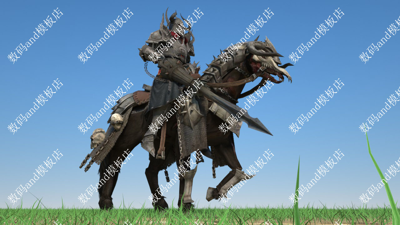 幽灵骑士骑马3d模型骨骼绑定动画objfbxmaya3dsmax虚幻ue4c4d骑士