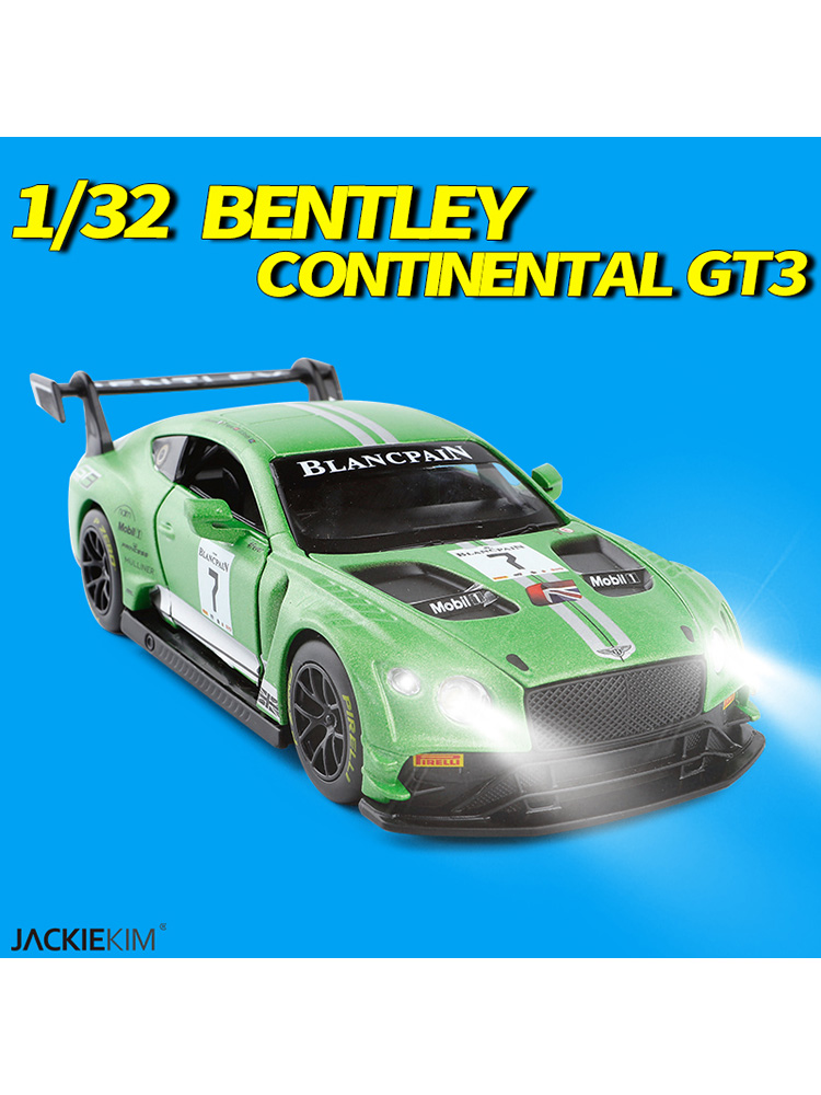 宾利欧陆GT3赛车房车大师1/32合金车模开门声光回力金属模型玩具