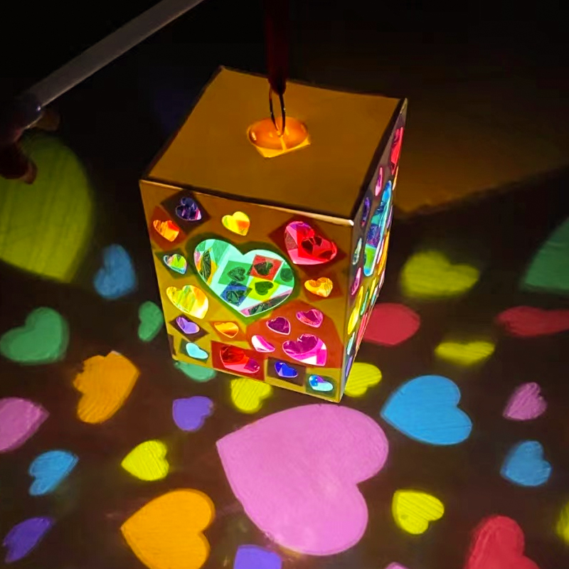 幼儿园中秋节手工创意diy制作光影玻璃纸灯笼班级环创装饰材料包