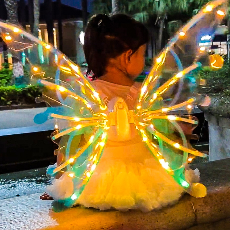 发光电动蝴蝶翅膀儿童玩具仙女天使背饰会动的精灵羽翼小女孩礼物