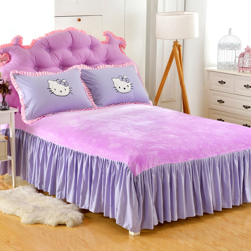 毛毯床裙1米51.8米粉色水晶绒公主单独床裙罩单件冬季加绒床群暖