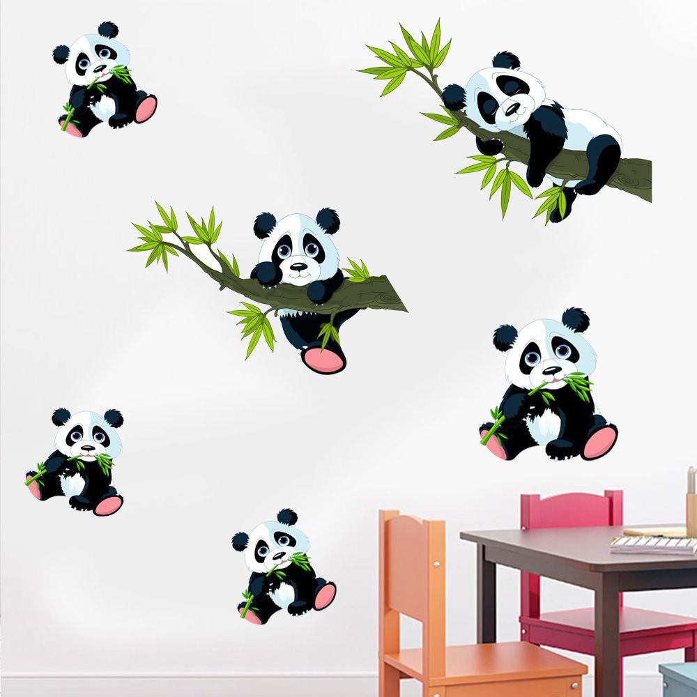 3D立体墙贴纸中国风竹子熊猫墙贴画可爱卧室背景墙面装饰壁纸自粘