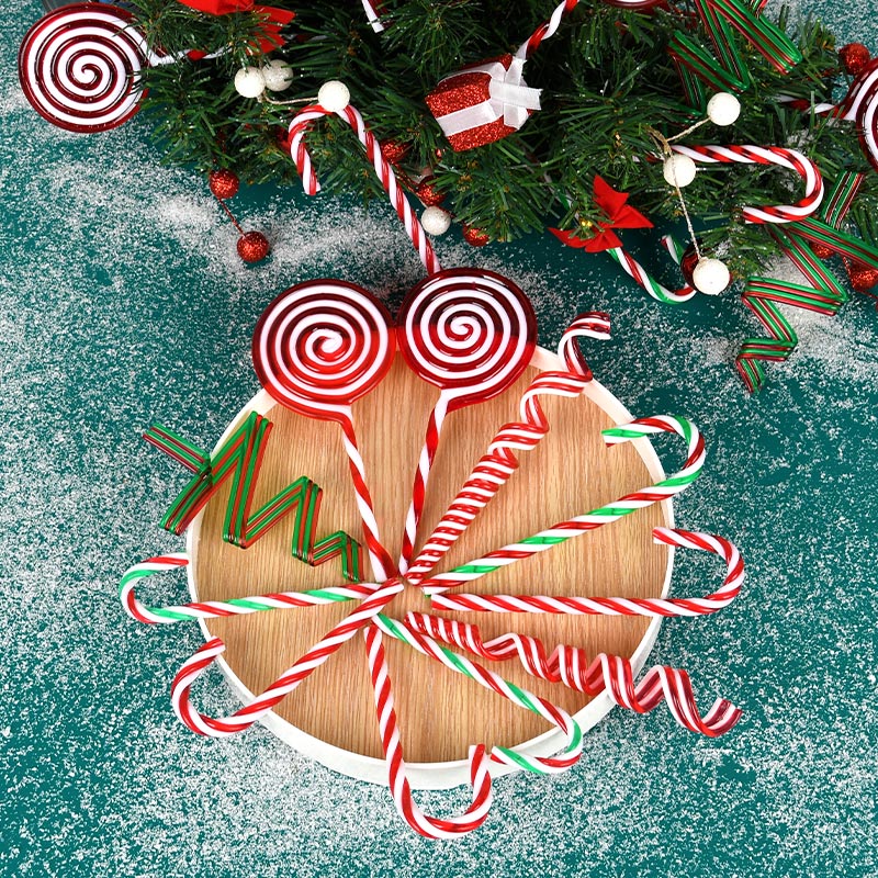 圣诞装饰品配件红白棒棒糖拐杖挂饰圣诞树场景布置道具装扮用品