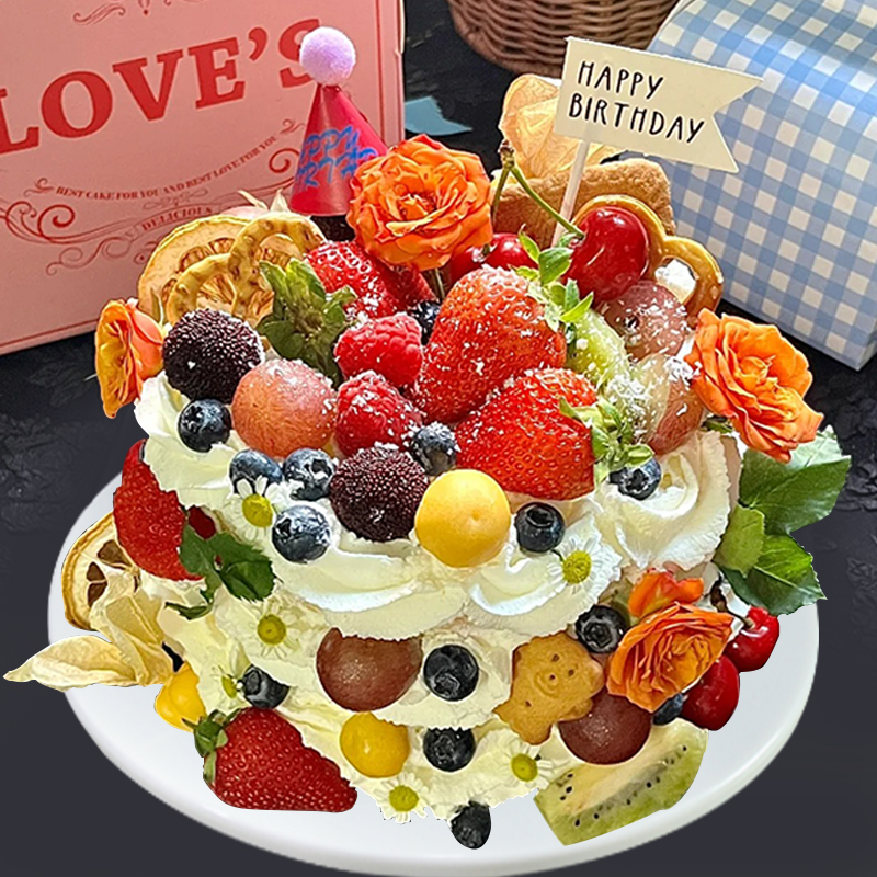 仿真生日蛋糕模型鲜花水果饼干创意裸蛋糕定制假样品网红拍照道具