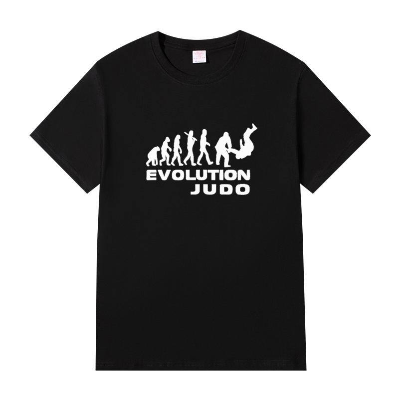 柔道进化论纯棉短袖T恤  Evolution Of Judo搞笑创意男女宽松衣服