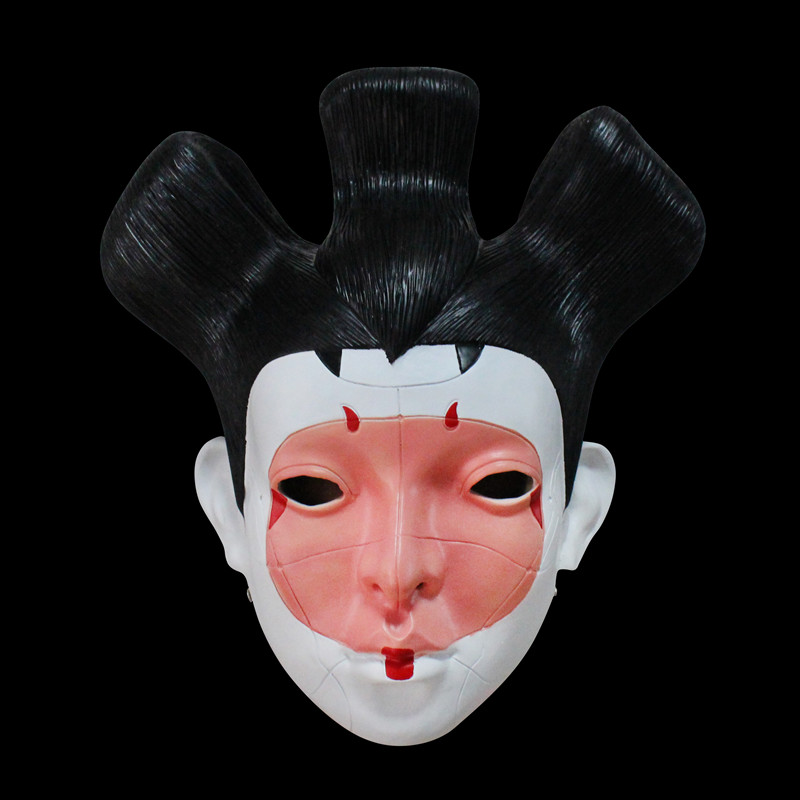 万圣节火锅店纹身店攻壳机动队日本艺妓装扮鬼屋树脂面具
