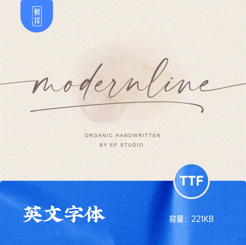 J1422Modernline简单优雅的连笔手写签名英文字体TTF字体设计素材