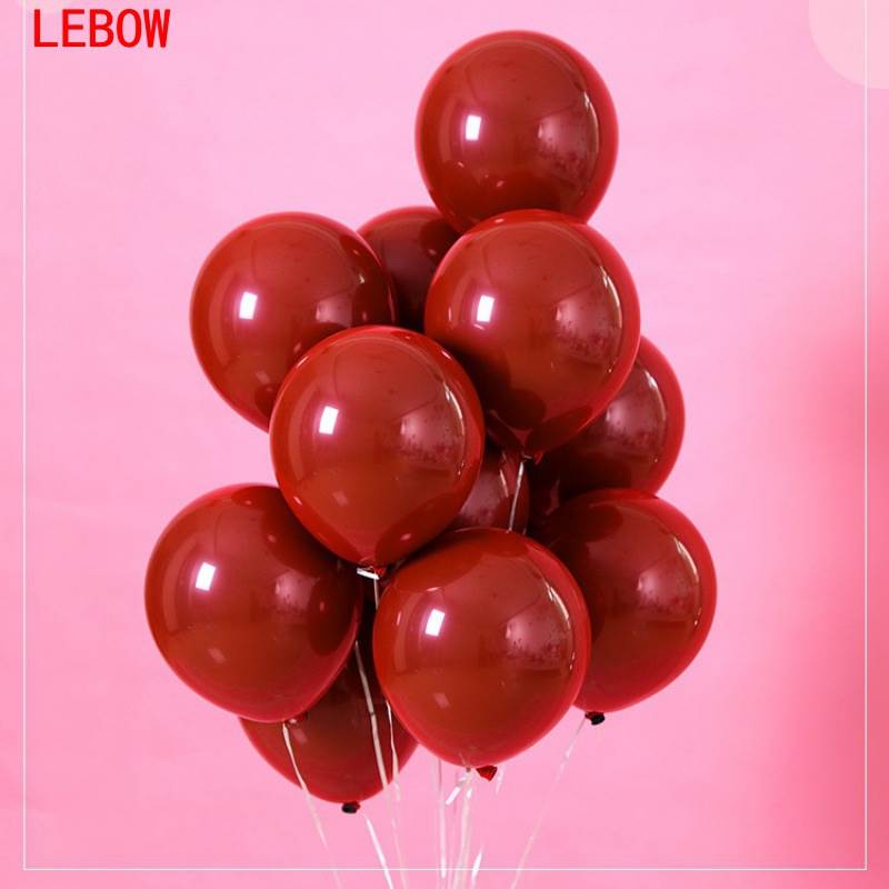 石榴红气球创意婚房布置求婚浪漫10寸1.8克单层宝石红色气球装饰