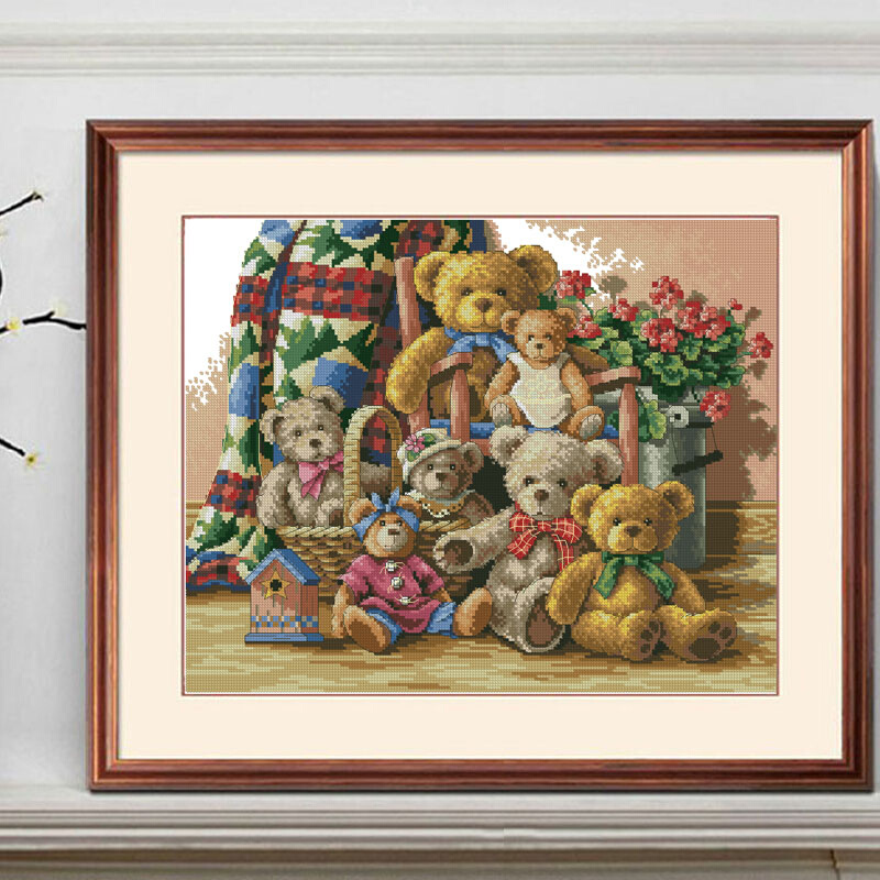 Dimensions35115-Teddy Bear Gathering 新款十字绣套件 客厅卧室