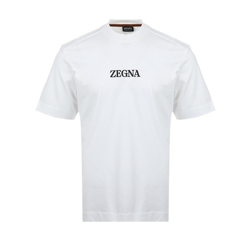 Zegna/杰尼亚男士logo印花宽松休闲棉质圆领短袖T恤