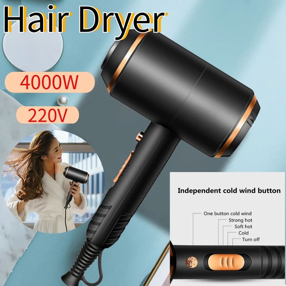 Portable Hair Dryer Powerful Airflow 4000W Handled Hairdryer