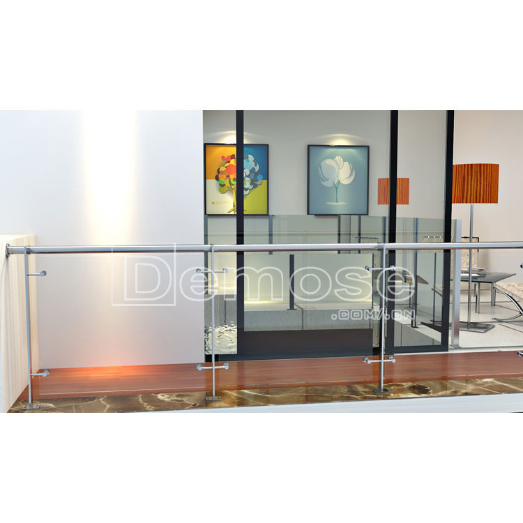 不锈钢简易立柱栏杆 别墅楼梯走廊定制护栏 楼梯钢化玻璃防护栏