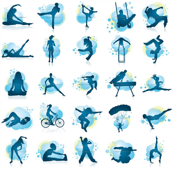 A0292矢量AI设计素材 舞蹈健身锻炼体育运动人物剪影logo插画