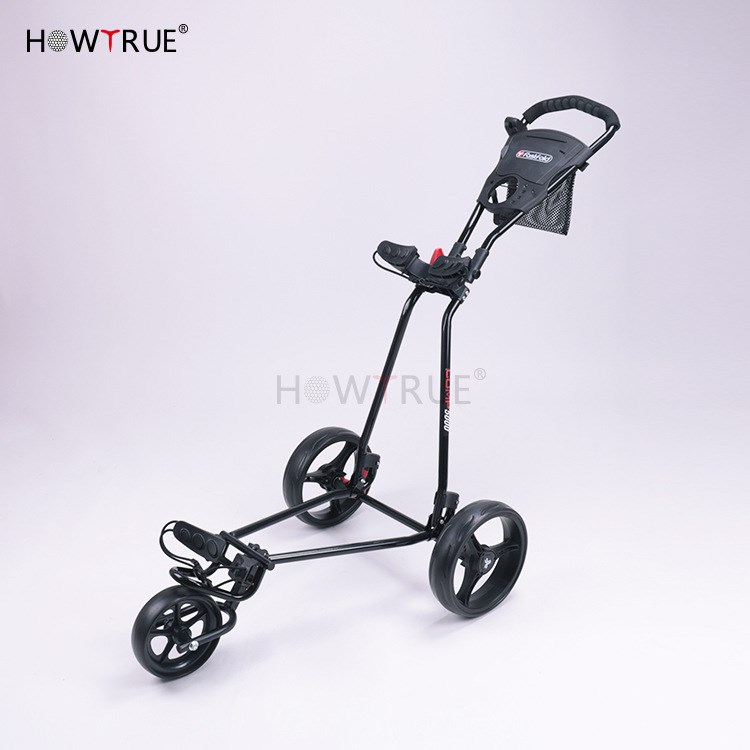 Golf Push Cart Swivel Foldable 3 Wheels Pull Cart Golf Troll