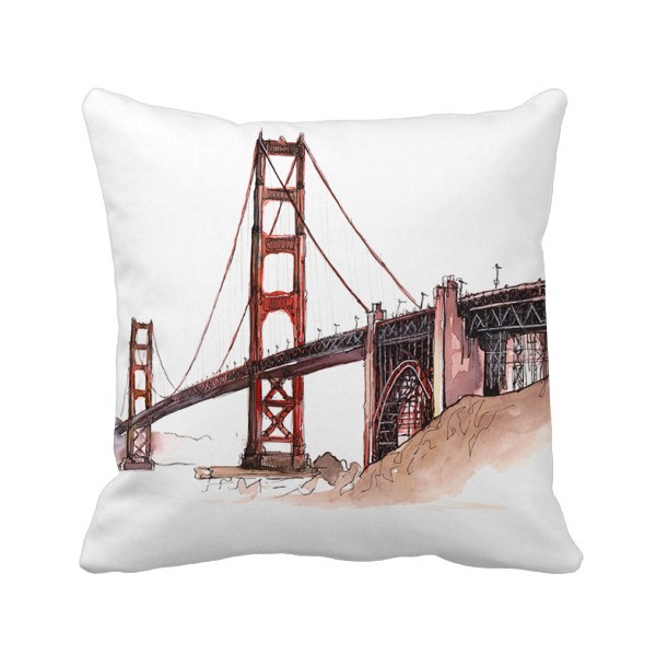 美国旧金山金门大桥悬索桥方形抱枕靠枕沙发靠垫双面含芯礼物